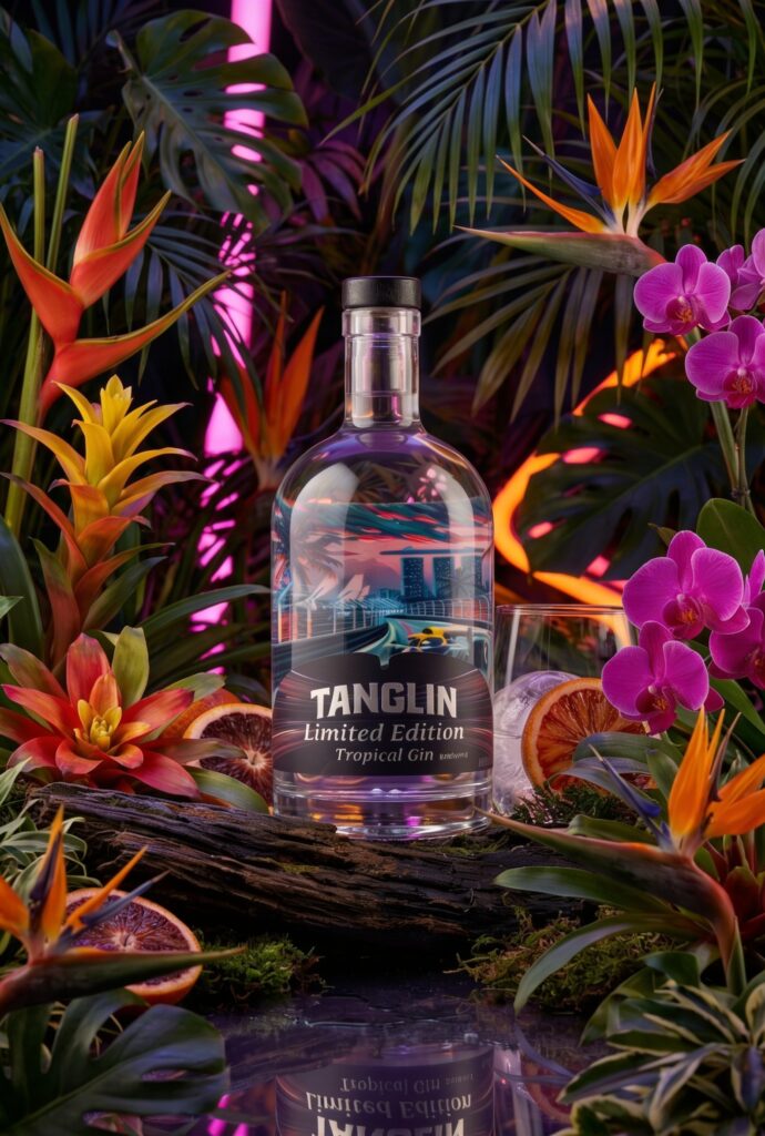 Design packaging Tanglin Gin édition limitée Grand Prix Singapour 2024