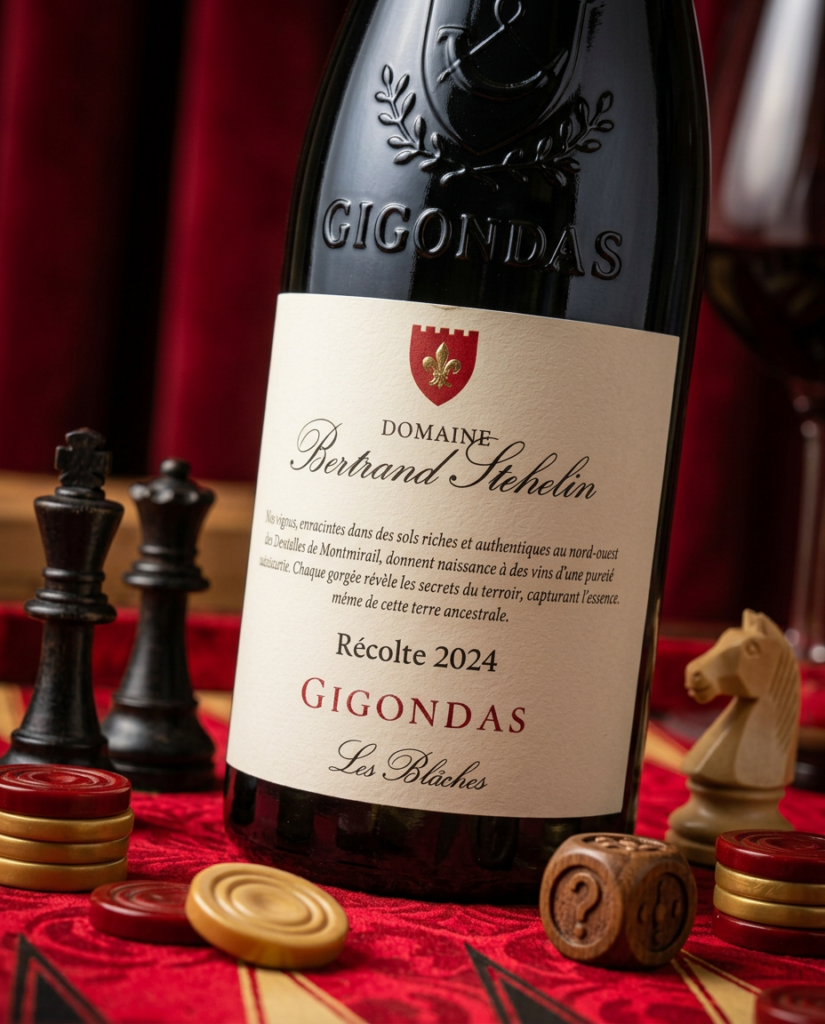 Design étiquette vin Gigondas - Domaine Bertrand Stehelin Les Blâches 2024