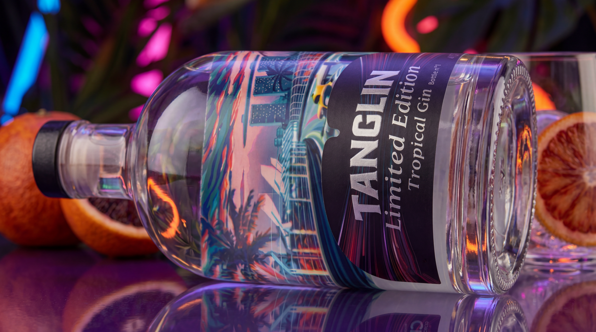 Étiquette gin premium édition collector course automobile Singapour